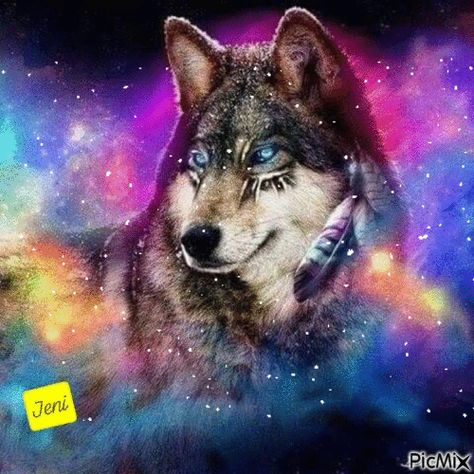 A Wolf, Animated Gif, Gif, Stars, Blue, Art