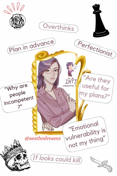 A self-made pin about INTJ's stereotypical characteristics! Intj Stereotypes, Intj T, Self Made, Intj, Mbti, I Know, Quick Saves