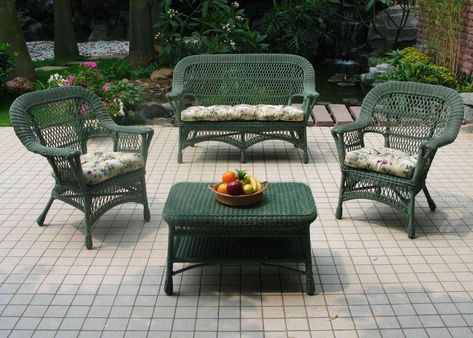 Green Wicker Outdoor Furniture - Best Color Furniture for You Check more at http://cacophonouscreations.com/green-wicker-outdoor-furniture/ Lowes Patio Furniture, Resin Wicker Furniture, Resin Wicker Patio Furniture, Outdoor Wicker Chairs, Resin Patio Furniture, Iron Patio Furniture, Garden Furniture Design, Outdoor Wicker Patio Furniture, Wrought Iron Patio Furniture