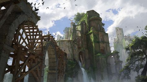 ArtStation - Abandoned city, Quentin Mabille Castle City, Fantasy Environment, Wild Sea, Art Goals, Feeling Abandoned, Abandoned City, Abandoned Village, Abandoned Cities, Heroic Fantasy