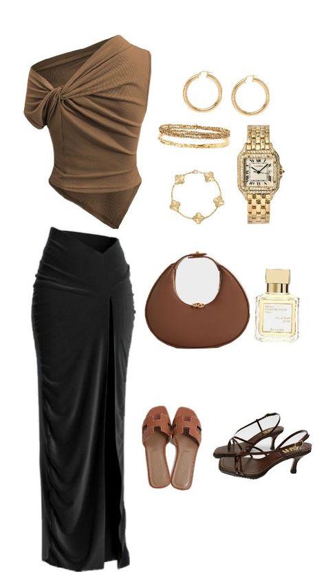 Classy Brown Outfit, Date Night Outfit Classy, Date Night Outfit Ideas, Brown Outfits, Night Outfit Ideas, Outing Outfit, Brown Outfit, Night Outfits, Girls Night Out