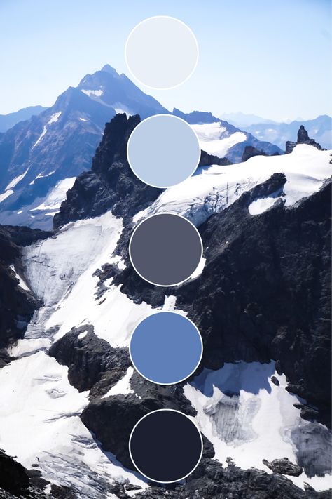 Color palette: winter & snow mountains.  I created this palette of calm, sophisticated colors.  Mood board ideas & color palettes 
 The color palette collection full of inspiration for your next design project, wedding colors, interior design, branding project, nail art, and more! Winter Mountain Color Palette, Mountains Mood Board, Snowy Color Palette, Color Palette Mountain, Snow Palette, Snow Color Palette, Winter Color Pallet, Ice Color Palette, Mountain Color Palette