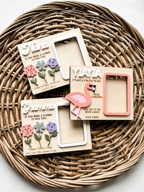 Fridge Photo Magnets, Fridge Photos, Grandma Photos, Magnet Photo, Acrylic Photo Frame, Diy Laser Cut, Acrylic Photo Frames, Glowforge Ideas, Laser Cut Wood Crafts