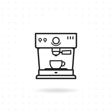 Espresso Machine Sketch, Espresso Machine Tattoo, Espresso Tattoo, Tiny Embroidery, Machine Logo, Logo Coffee, Couple Tattoo, Coffee Stickers, Espresso Coffee