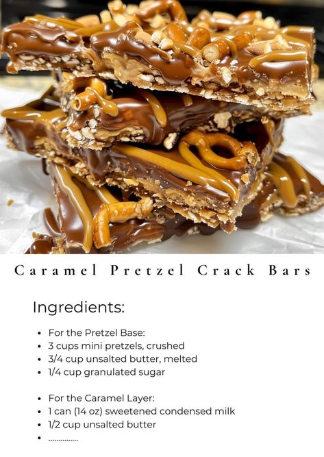 No Bake Caramel Pretzel Cracker Bars, Pretzel Dessert, Caramel Pretzels, Senior Center, Mini Pretzels, Candy Recipes Homemade, Easy No Bake, Bar Cookies, Bake Desserts