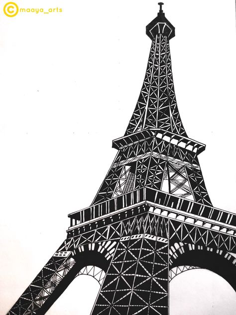 Efel Paris, Drawing With Pen, Paris Drawing, Drawing Drawing, Easy Drawing, Tour Eiffel, Pen Drawing, Fashion Drawing, Easy Drawings