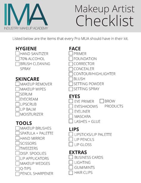 Everything you need in your kit to get started as a Professional Makeup Artist. Makeup Artist Product List, Makeup Artist Essentials Products, Makeup Kit Essentials Professional, Makeup Lessons Set Up, Makeup Artist List, Makeup Artist Introduction, Makeup Artist Notes, How To Be A Makeup Artist, Mua Must Haves