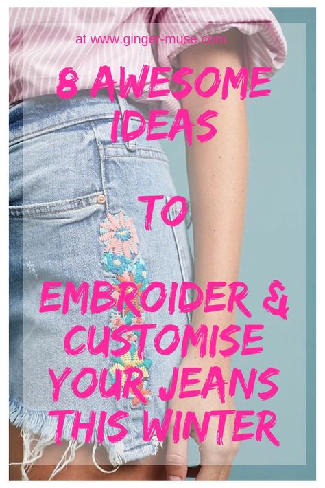 Ways To Embellish Clothes, Embroidery On Jean Jackets Diy, How To Embellish Jeans, Applique Jeans Diy, Iron On Patches Ideas Clothes Denim, Embroidering On Jeans, Decorating Jeans Diy Ideas, Clothes Embroidery Diy Ideas, Embellishing Clothes Diy