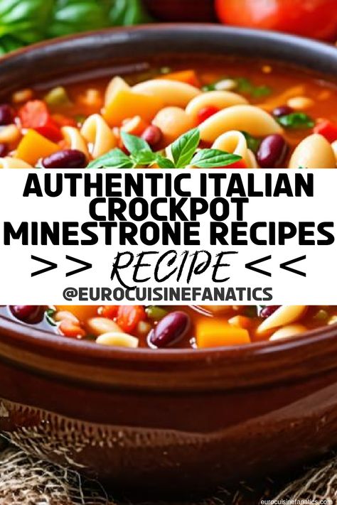 Unlock the secrets of five authentic Italian minestrone soup recipes for your crockpot, and discover how they can revolutionize your mealtime routine.
 #europeancuisine #authentic #european #cuisine #italianfood #frenchfood #greekfood #homecooking #authenticrecipes #recipes Traditional Italian Soup, Authentic Italian Soup Recipes, Italian Patina Soup, Traditional Italian Minestrone Soup, Minastorni Soup, Belgian Sugar Waffle Recipe, Sugar Waffles Recipe, Minestrone Soup Recipes, Minestrone Soup Recipe Crockpot