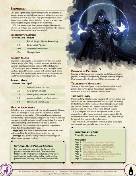 Dnd 5e Psionics, Psionic Dnd, Sorcerer Subclass 5e, Sorcerer Origins, Abandoned Kingdom, Dnd Subclasses, Dnd Sorcerer, Book Monster, Dnd Wizard