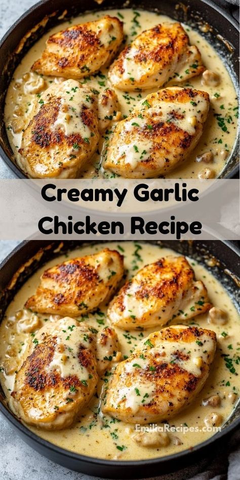 What are the best chicken recipes for dinner? Try our Creamy Garlic Chicken Recipe. Easy to prepare, it’s great for family dinners, making it a favorite in chicken meals and creamy recipes. Fast Easy Dinner For Family Chicken, Chicken Dishes For Company, Chicken Best Recipe, Install Chicken Recipes, Chicken Breast High Protein Recipe, Quick Creamy Chicken Recipes, Chicken Creamy Recipes, Celebration Chicken Recipe, Chicken Recipes Low Cholesterol