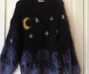 Witchy Crochet Sweater, Goth Knit Sweater, Knit Sweater Aesthetic, Whimsigoth Sweater, Starry Sweater, Emo Sweater, Grunge Sweaters, Moon Clothes, Sweater With Stars