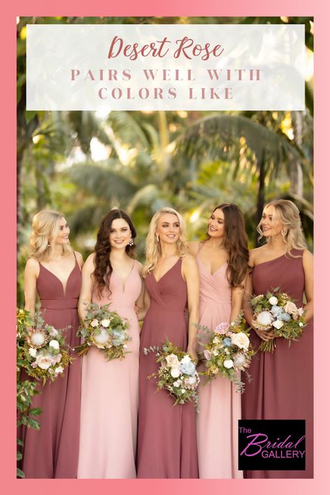 These colors are fantastic together!  You can pair it with green, navy, gray - you name it! Desert Rose Bridesmaid Dresses, Braidsmaid Dress, Bridal Maid Dress, Navy Burgundy Wedding, Bridesmaid Colours, Entourage Gowns, Desert Rose Bridesmaid, Sorella Vita Bridesmaid Dresses, Wedding Guest Etiquette