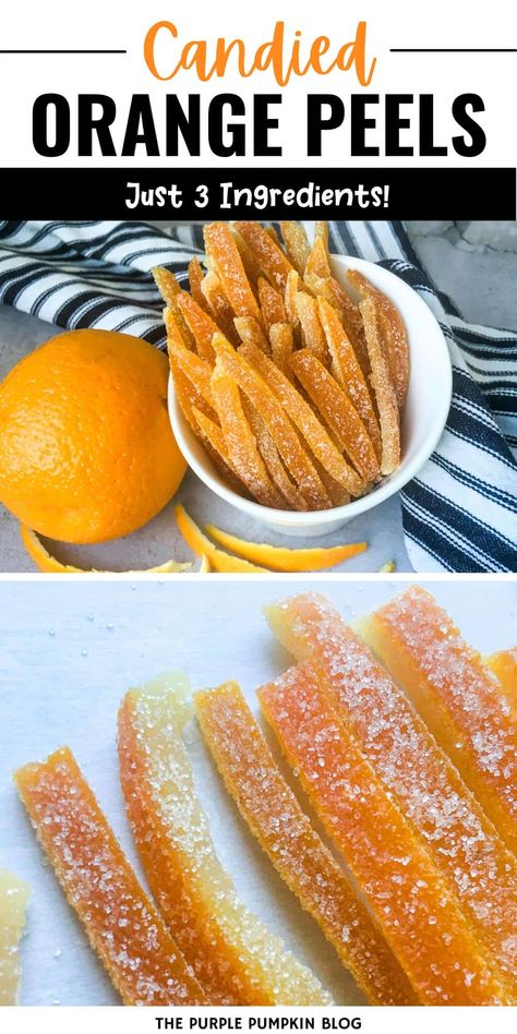 Candied Orange Peels are an absolute delight and a perfect festive homemade gift idea. Simply made using just three ingredients - oranges, water, and sugar this old-fashioned treat represents Christmas of years gone by. Orange Peel Candy Recipe, How To Dry Orange Peels, What To Do With Old Oranges, What To Do With Orange Peels, Candied Peel Recipe, Orange Peel Uses, Orange Peel Candy, Orange Peel Vinegar, Candied Orange Peels