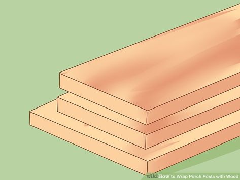 How to Wrap Porch Posts with Wood: 13 Steps (with Pictures) Cedar Wrapped Porch Posts, Wrap Porch Posts, Deck Post Wrap Ideas, How To Wrap Porch Posts, Wood Porch Columns, Porch Post Wraps, Porch Column Wraps, Porch Beams, Front Porch Posts