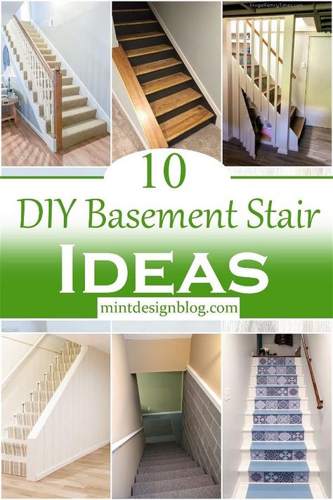 Modern Stairs Ideas, Under Basement Stairs, Open Basement Stairs, Basement Stairwell Ideas, Stairs Decor Ideas, Basement Stairway, Basement Stair, Redo Stairs, Basement Staircase