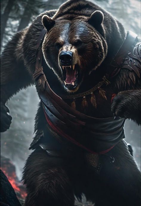 Bear Warrior, Pathfinder Rpg Characters, Black Bears Art, Kodiak Bear, Bear Artwork, Bear Images, Pathfinder Rpg, Bear Pictures, Fantasy Male