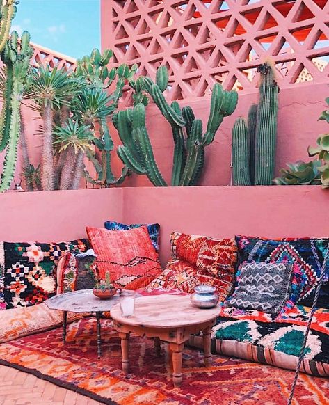 Pool • Instagram Moroccan Outdoor Decor, Moroccan Outdoor, Morocco Decor, Moroccan Garden, Outdoor Seating Area, Bohemian House, Easy Living, Marrakech Morocco, Design Hotel