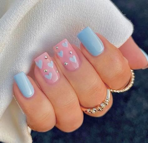 Gender Reveal Nails, Cute Simple Nails, Nail Designs Valentines, Simple Gel Nails, Nail Designs Glitter, Short Nail Designs, Xmas Nails, Cool Nail Designs, Nail Arts