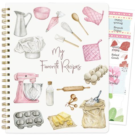 PRICES MAY VARY. What You Get - 8.5" x 11" Recipe notebook includes 120 pages (60 sheets) Make Cooking Fun - Create a cooking list and get a sense of accomplishment! More free time, try new recipes. This recipe notebook allows you to make the best of popular recipes or create your own. Cute Design and Good Quality - Recipe Notebook Cover is cute watercolour design of cooking utensils, colourful recipe pages with cute pink polka dot printed. Durable gold color wire-o spiral. Paper is a nice weigh