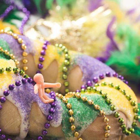 Easy King Cake Recipe - Struggle Shuttle King Cake History, King Cake Tradition, King Cake Recipe Easy, King Cake Recipe, Mardi Gras King Cake, Red Velvet Cake Mix, Seasonal Desserts, Sweet Dough, Unique Desserts