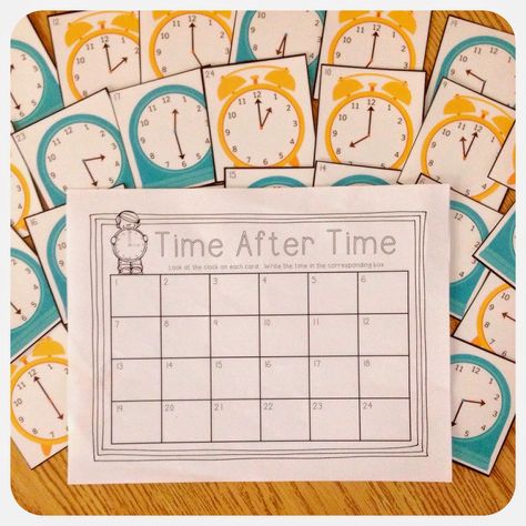 FREE Telling Time Write the Room (or Math Center) Activity with cards and recording sheet Wedding Wishing, Education Tools, Math Rotations, Sped Classroom, Eureka Math, Write The Room, Math Measurement, Math School, Math Groups