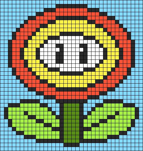 Alpha pattern #107444 | BraceletBook Mario Alpha Pattern, Sonic Blanket, Grid Patterns, Easy Pixel Art, Pixel Art Templates, Fire Flower, Pixel Crochet, Pixel Art Grid, Graph Paper Art