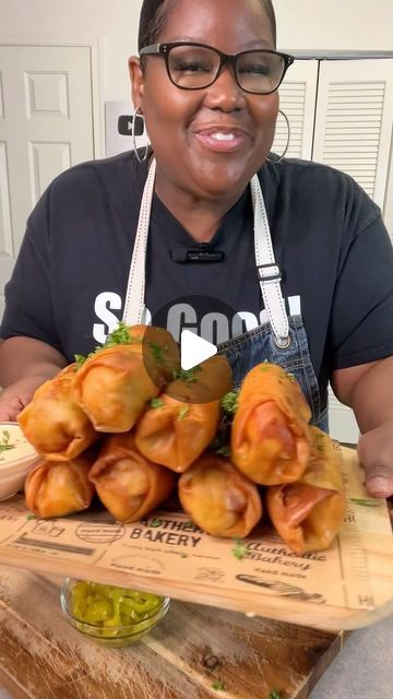 It’s So Good - Miriam on Instagram: "Seafood Eggrolls ‼️Please ensure ALL of your seafood is dried well (with paper towels) before frying. Or else your spring roll will get soggy very quickly. @oldbay_seasoning.  no precise measurements..
8 inch spring roll wrappers (I doubled them)
2 Ibs king crab legs (split the leg legs in half)
1 lb jumbo shrimp (total of 16 shrimp)
4-9oz lobster tails (split in half)
1 lb jumbo lump crabmeat (season with Old bay, 1/3 cup mayo, green onion, Dijon mustard, yellow mustard & 3-4 oz cheese)
1 tbs butter to cook lobster & shrimp + old bay
*this made me 8 egg rolls
*make a flour/water paste to seal the edges
*wrappers are from an Asian market
* I fried in peanut oil
*ensure ALL of your seafood is dry as possible before hand
#eggrolls
#seafood #seafoodeggroll Appetizer Recipes With Shrimp, Shrimp And Crab Egg Rolls, Seafood Wraps Recipes, Crab And Shrimp Egg Rolls Recipes, Soul Rolls Recipes, Crab Egg Rolls Recipes, Shrimp Egg Roll Recipes, Seafood Eggrolls, Salmon Egg Rolls