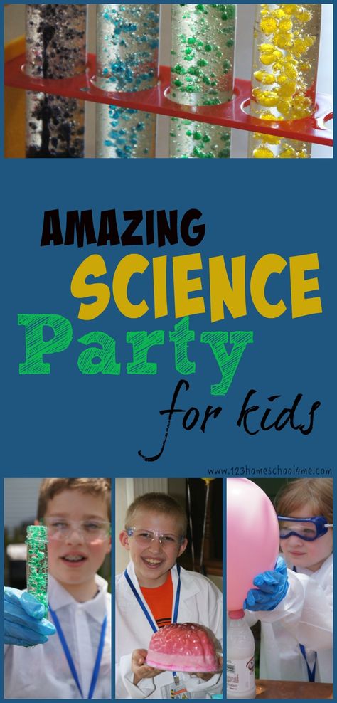 Science Experiments For Preschool, Experiments For Preschool, Kids Science Experiments, Scientist Birthday Party, Mad Scientist Birthday, Mad Science Party, Mad Scientist Party, Scientist Party, Science Camp