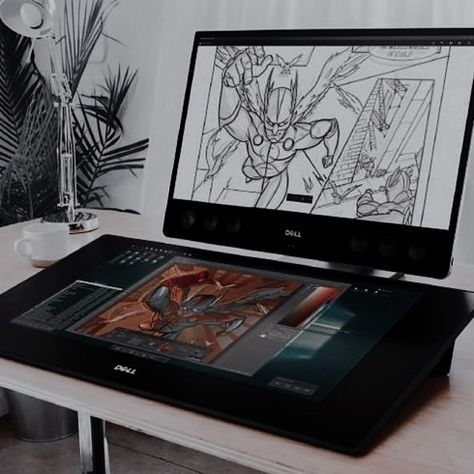 Digital Art Student Aesthetic, Multimedia Arts Student Aesthetic, Graphic Designer Aesthetic Girl Job, Animation Student Aesthetic, Digital Artist Setup, Cintiq Setup, Digital Artist Aesthetic, Art Student Aesthetic, Digital Drawing Tablet