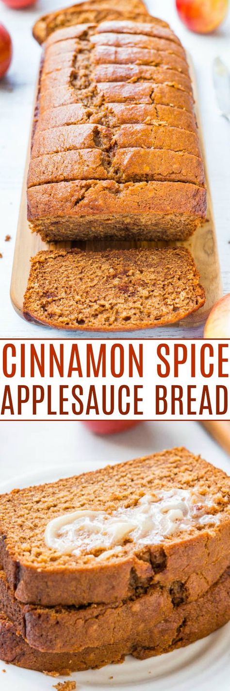 Applesauce Bread (with Cinnamon Honey Butter!) - Averie Cooks Bread With Honey, Homemade Honey Butter, Spiced Applesauce, Applesauce Bread, Cinnamon Honey Butter, Spice Bread, Averie Cooks, Cinnamon Honey, Cinnamon Spice