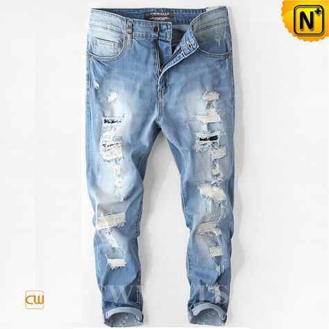 CWMALLS® Extreme Ripped Jeans CW107001 Cool extreme ripped jeans for men crafted from 98% cotton 2% spandex with distressed and washed, CWMALLS light blue ripped jeans featuring ripped styling details at the front, distressed at the back,slim in knee and ankle, added stretch for a comfort fit. www.cwmalls.com PayPal Available (Price: $107.89) Email:sales@cwmalls.com Extreme Ripped Jeans, Light Blue Ripped Jeans, Fashion Guys, Ripped Jeans Style, Mens Designer Jeans, Jeans Trend, Color Jeans, Ripped Jeans Men, Denim Pants Mens