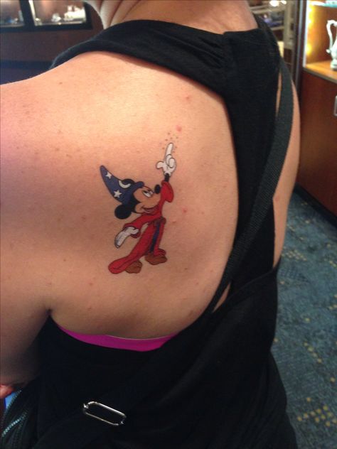 Sorcer Mickey Tattoo, Sorcerer Mickey Tattoo, Sorcerer Tattoo, Mickey Tattoos, Tattoo Scar, Mickey And Minnie Tattoos, Sorcerers Apprentice, Minnie Tattoo, Epic Outfits