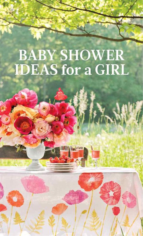 Baby Shower Ideas for a Girl | Martha Stewart Living - These high-spirited flowers are bursting with brilliant ideas to inspire a bright celebration. Baby Shower Brunch Invitations, Surprise Baby Shower, Baby Shower Gift Bags, Theme Inspiration, Baby Shower Corsage, Baby Shower Bbq, Baby Shower Brunch, Baby Shower Inspiration, Baby Shower Flowers