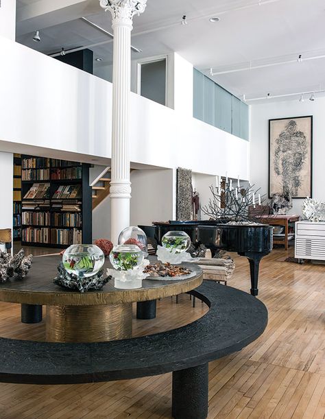 An NYC Loft That Inspired The Set Of The Movie Ghost - House & Home Curated Loft, Michele Oka Doner, Angular Architecture, Nyc Loft, Decorating 101, New York Loft, City Office, Office Tower, Modern Eclectic