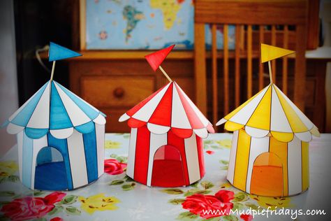 Circus Tents from First Palette Circus Tent Craft, Circus Printables, Tent Craft, Circus Activities, Circus Crafts, Circus Characters, Circus Train, Circus Tent, Kids Tents