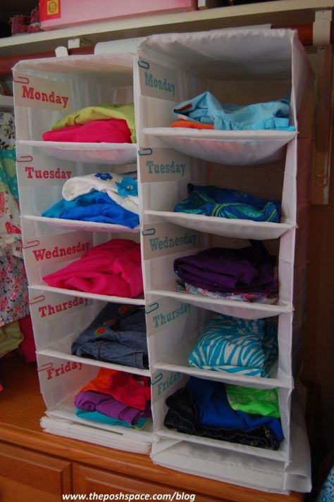 Lay Out Clothes for the Week Kids Clothes Organization, Back To School Organization, Back To School Hacks, Kid Closet, Prep School, Organization Kids, School Organization, Boy's Bedroom, Clothes Organization