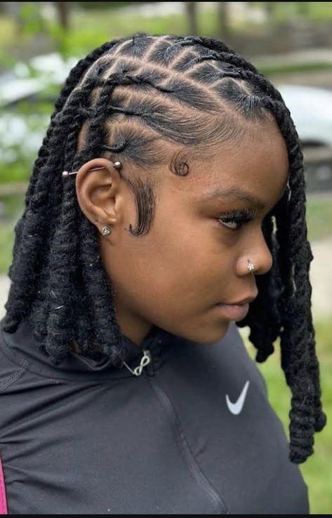 Bob Dreadlocks Hairstyles, Asymmetrical Loc Knot Bob, Small Loc Styles, Loc Retwist Styles For Women Short, Unique Dreadlock Hairstyles, Dreadlocks Hairstyles For Black Women, Island Locs, Loks Hair, Loc Knot Bob