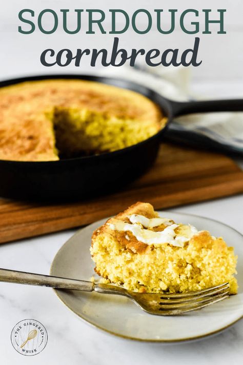 Sourdough Skillet, Sourdough Cornbread Recipe, Sourdough Cornbread, Flavored Cornbread, Skillet Cornbread Recipe, Breads Recipes, Delicious Cornbread, Dough Starter, Skillet Cornbread