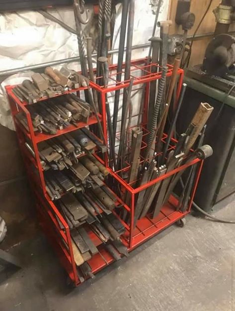 Metal Material Storage, Welding Shop Ideas, Metal Work Bench, Welding Workshop, Welding Shop, Garage Tool Organization, Metal Storage Racks, Garage Organization Diy, Metal Fabrication Tools