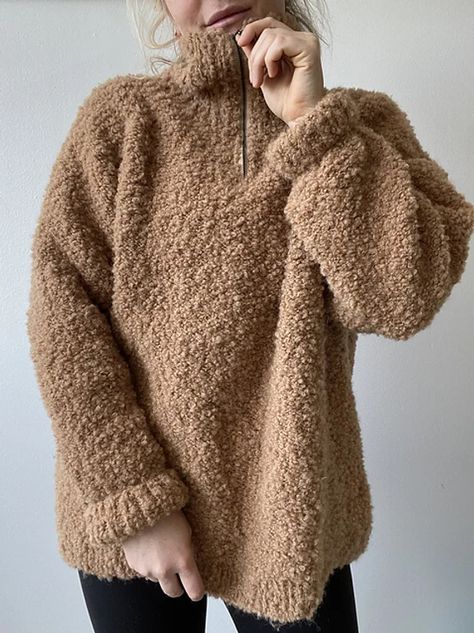 Boucle Knitwear, Curly Wurly, Teddy Sweater, Boucle Sweater, Yarn Sweater, Magic Loop, Boucle Yarn, Stockinette Stitch, Knitwear Design