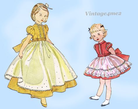 Simplicity 4505: 1950s Toddler Girls Dress or Gown Size 6 Vintage Sewing Pattern Night Gown Patterns Women, Decade Fashion, 50s Patterns, School Theater, Vintage Sewing Patterns Free, Vintage Dress Sewing Patterns, Romper Sewing Pattern, Nightgown Pattern, Toddler Patterns