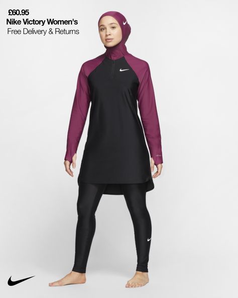 Nike Hijab, Modest Workout Clothes, Muslim Swimwear, Sports Hijab, Exercise Clothes, Swim Leggings, Spring Suit, Swim Pants, Nike Swim