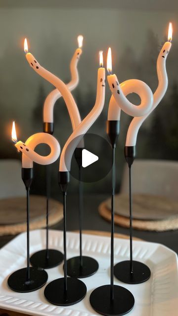 Diy Ghost Candlesticks, Ghost Candles Diy, Draw Ghost, Pastel Goth Halloween, Dripless Candles, Ghost Candles, Ghost Diy, Spooky Home, Amazon Home Finds