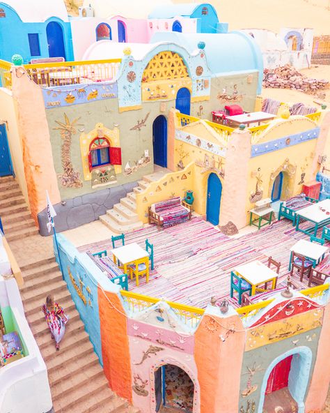 The most colorful village in Egypt!! Can you believe this is a real place?? Here's everything you need to know about visiting Nubia, the incredible Nubian Village near Aswan, Egypt. #nubia #aswan #egypt #map #village #nuba #colorful #rainbow #stairs #steps #instagram Nubian Village, Remote Village, Magic Places, Colorful Places, Nile River, Egypt Travel, Food Travel, Luxor, Ancient Egypt