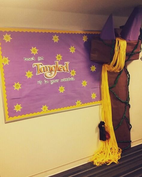 Tangled Themed Classroom, Rapunzel Bulletin Board, Tangled Door Decoration, Tangled Bulletin Board, Tangled Hallway Decorations, Tangled Hoco, Homecoming Hallways, Ra Programs, Tangled Theme