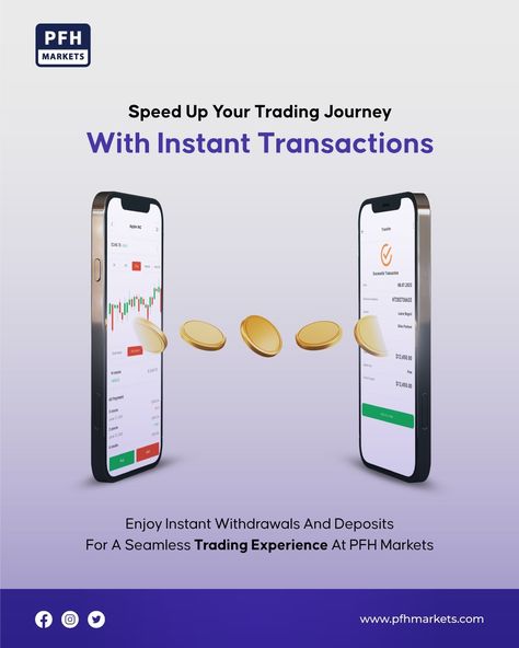 Accelerate your trading journey with instant transactions at PFH Markets. Say goodbye to delays and experience seamless trading with our instant withdrawals and deposits. Stay ahead of the game and make the most of every trading opportunity. #instanttransactions #seamlesstrading #fastwithdrawals #quickdeposits #speedupyourtrading #pfhmarkets #stayahead #maximizeopportunities #efficienttrading #financialfreedom Stock Market Creative Ads, Banks Ads, Shirt Photography, Stock Market Trading, Menu Card Design, Ramadan Poster, Dune Art, Motion Photography, Photoshop Design Ideas