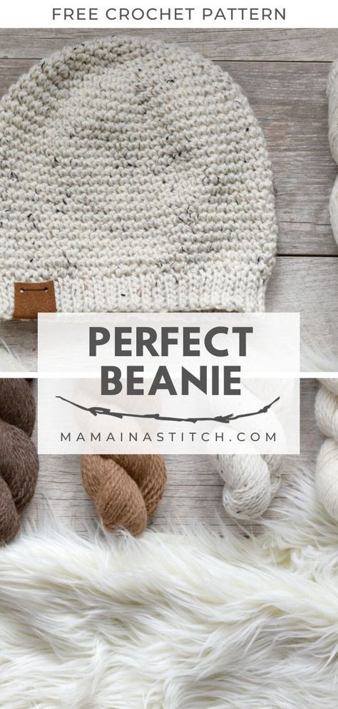 This is a great beanie and the hat has a perfect fit! It's easy enough for beginners too! #freepattern #handmade Free Crochet Beanie Pattern, Crochet Beanie Pattern Free, Easy Crochet Hat, Crochet Hat Free, Bonnet Crochet, Crochet Beanie Pattern, Crochet Hats Free Pattern, Crochet Cap, Crochet Winter