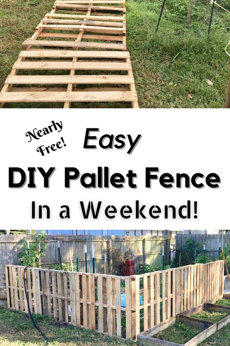 Pallet Fences, Pallet Fence Diy, Wood Pallet Fence, Trough Garden, Diy Privacy Fence, Diy Backyard Fence, Rustic Landscaping, Diy Garden Fence, Pallet Fence