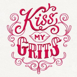 Sassafras - Kiss My Grits design (UT16549) from UrbanThreads.com Freestanding Lace Embroidery, Waffle Weave Towels, Southern Sayings, Urban Threads, H Design, Kiss My, Embroidered Towels, Flour Sack Towels, Applique Embroidery Designs